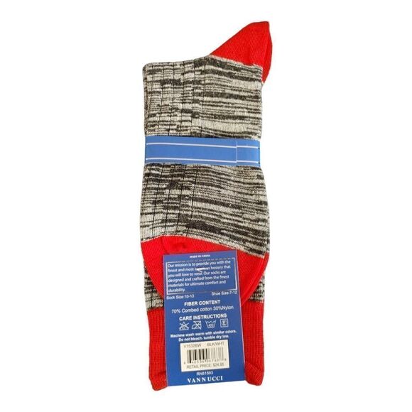 MEN'S VANNUCCI COUTURE BLK/WHT HEATHR YARN FASHION DRESS SOCK. - Picture 2 of 3